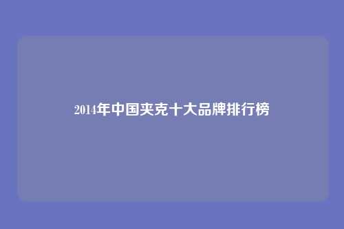 2014年中国夹克十大品牌排行榜