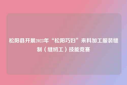 松阳县开展2023年“松阳巧妇”来料加工服装缝制（缝纫工）技能竞赛